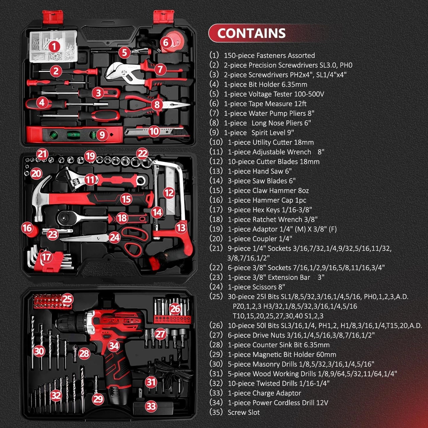 Cordless Power Drill Kit: 12V Toolbox for Homeowners & DIYers
