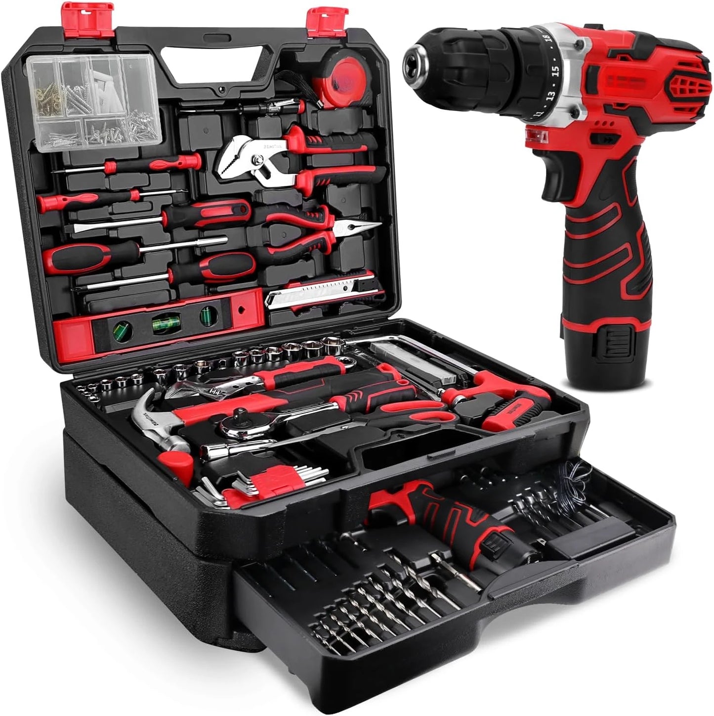 Cordless Power Drill Kit: 12V Toolbox for Homeowners & DIYers