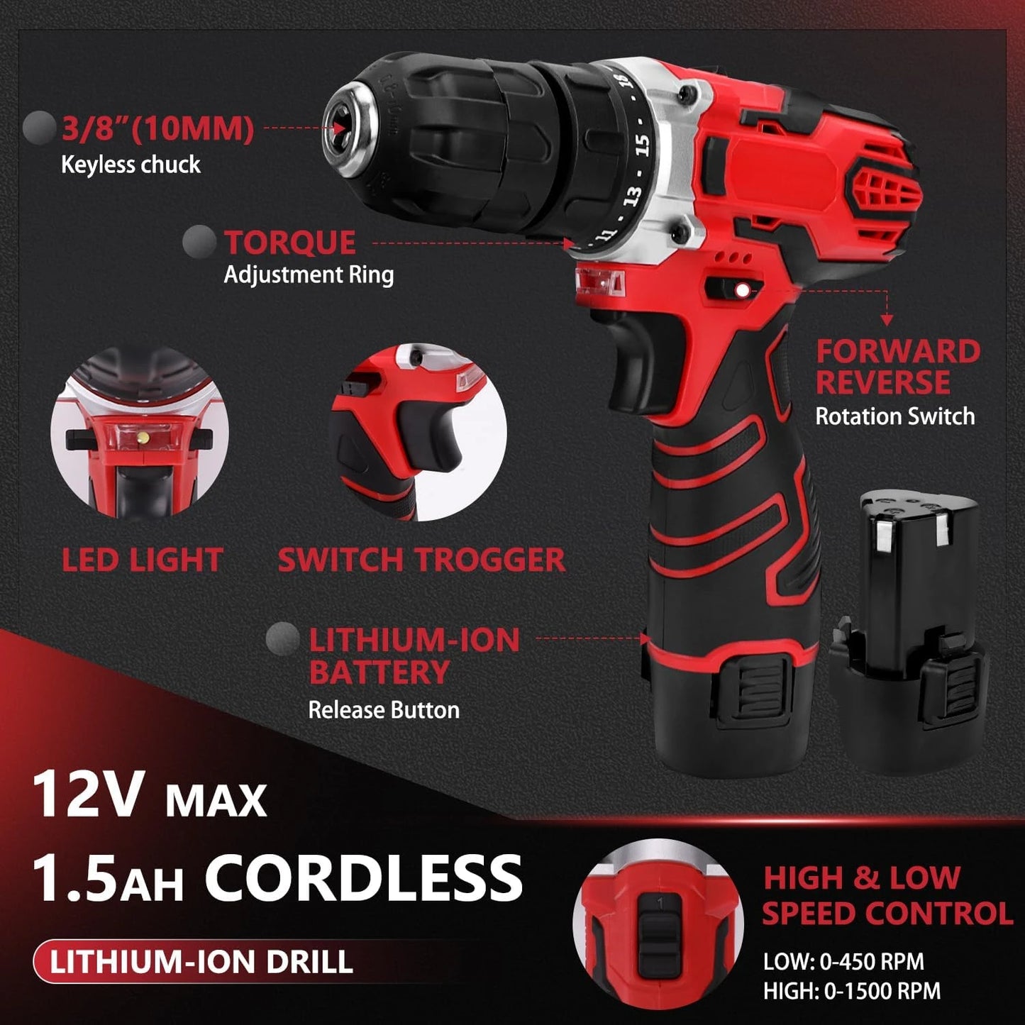 Cordless Power Drill Kit: 12V Toolbox for Homeowners & DIYers